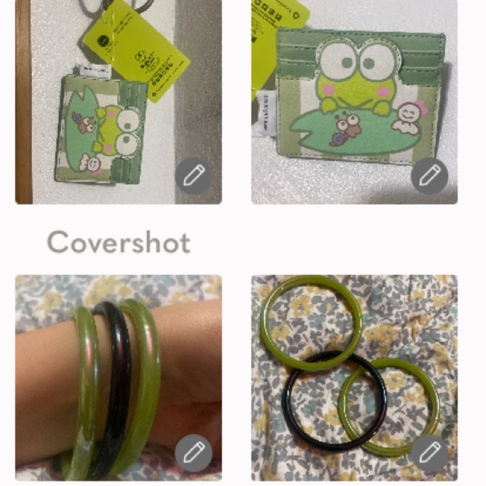 KEROPPI ID Holder+3🌈Glass bracelets=2💚1🖤 3”w